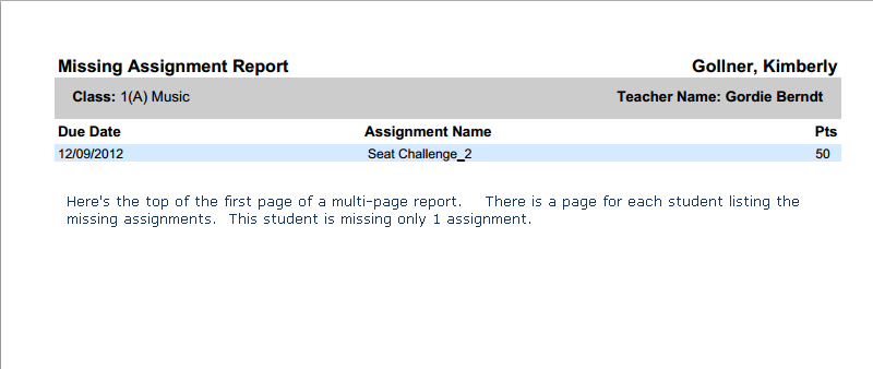 Report output